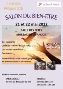 Lire la suite à propos de l’article Rendez-vous au Salon Bien-être à Marsac ce week-end du 21/22 mai
